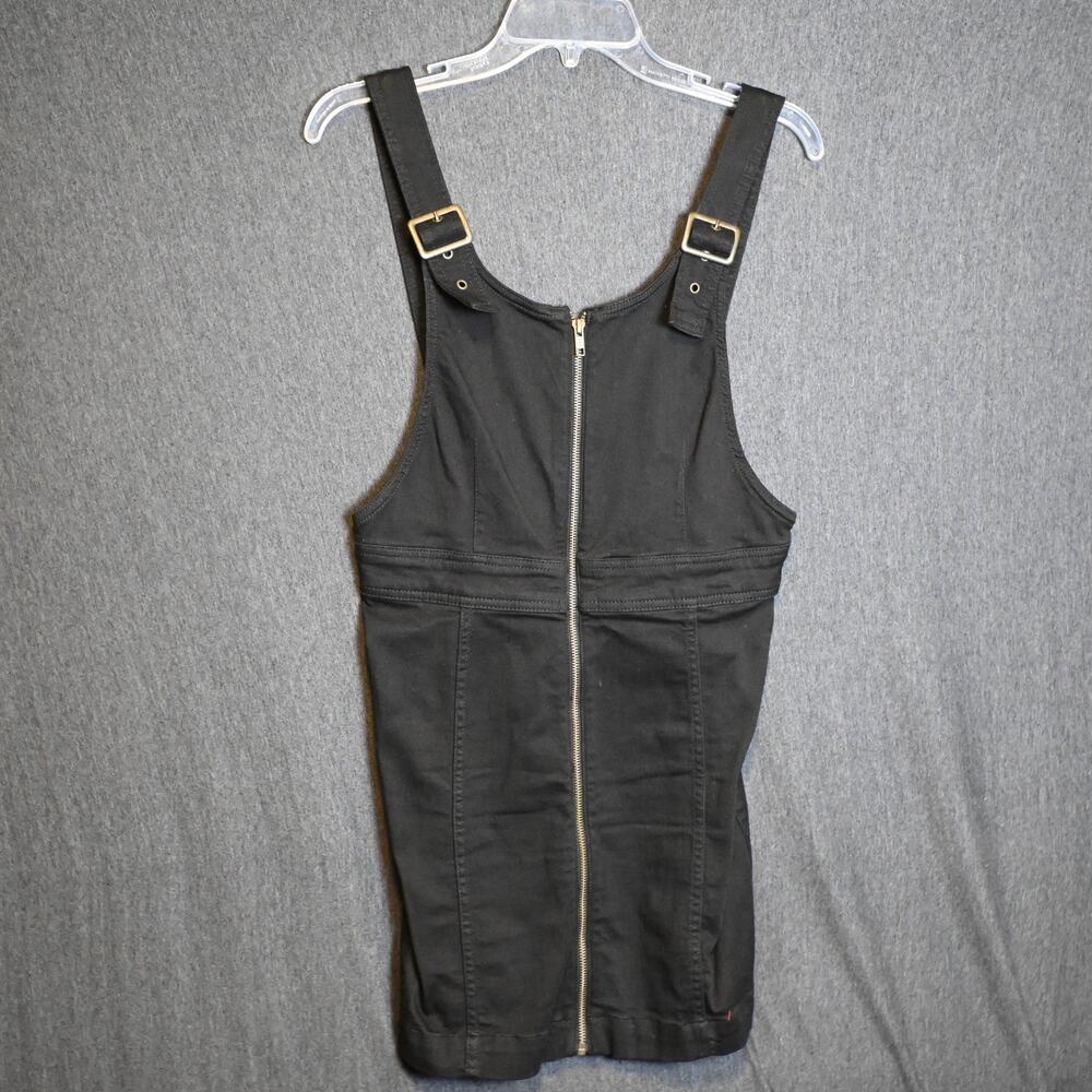 Free People Women's 10 Overall Mini Dress Front Zip Black